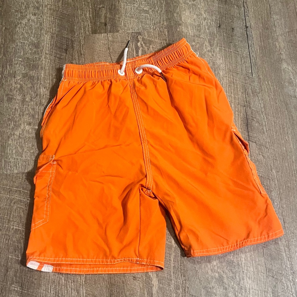 QRANSS Neon Orange Cargo Swim Trunks